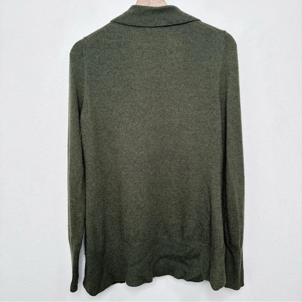 Banana Republic Womens Small Wool Cashmere Ruffle Dark Olive Cardigan